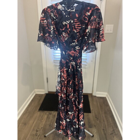 Tanya Taylor Women's Blue Blaire Floral High Low Dress Size 8 - Picture 7 of 13